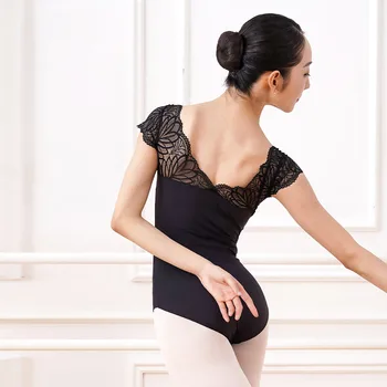 Justaucorps élégant pour la pratique quotidienne de la danse de Ballet pour adultes, Design en dentelle noire, vêtements de gymnastique pour femmes, de haute qualité