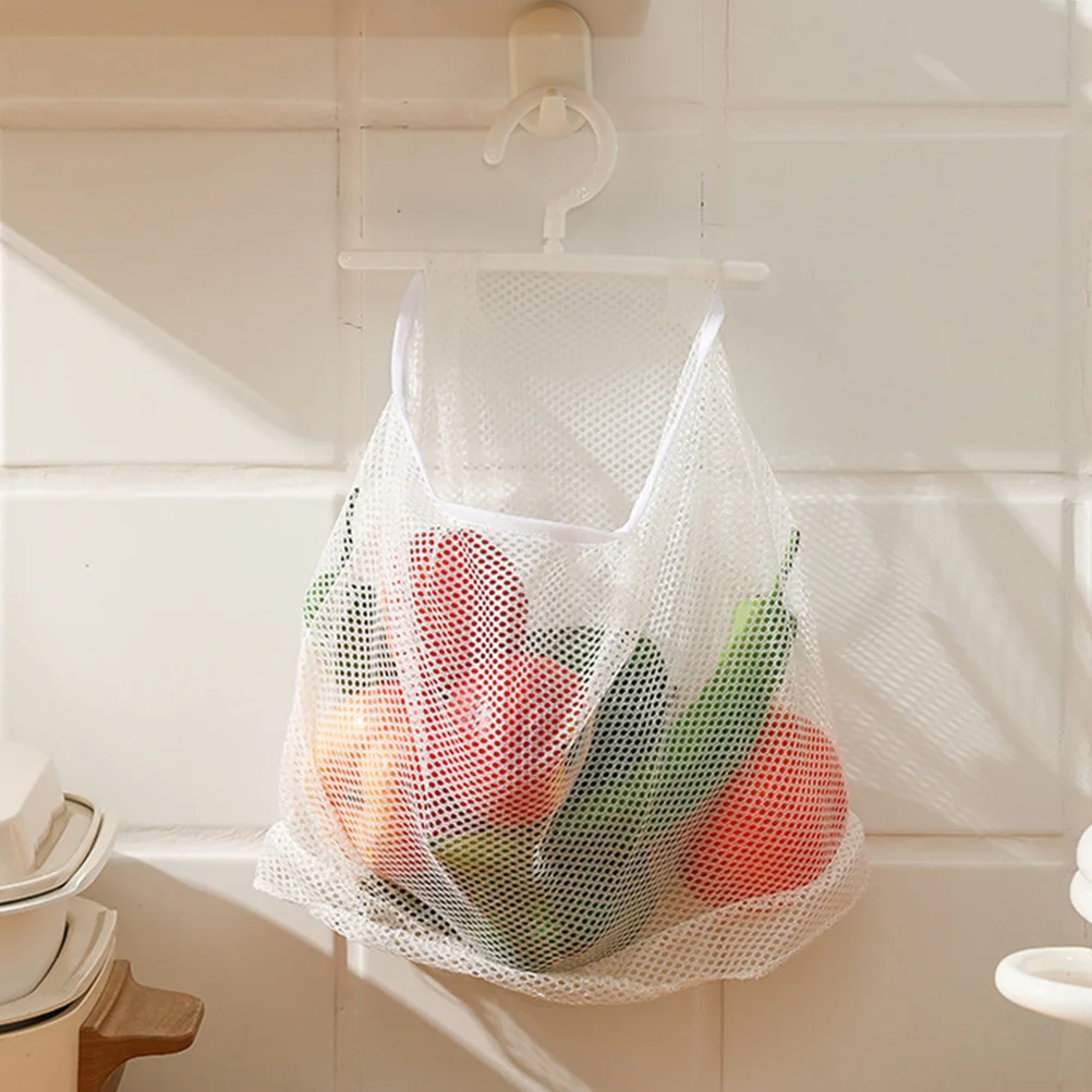2 Pcs Mesh Hanging Bag Housewarming Gift Home Storage Vegetable Pouch Fruit Holder for Socks Coat Hanger