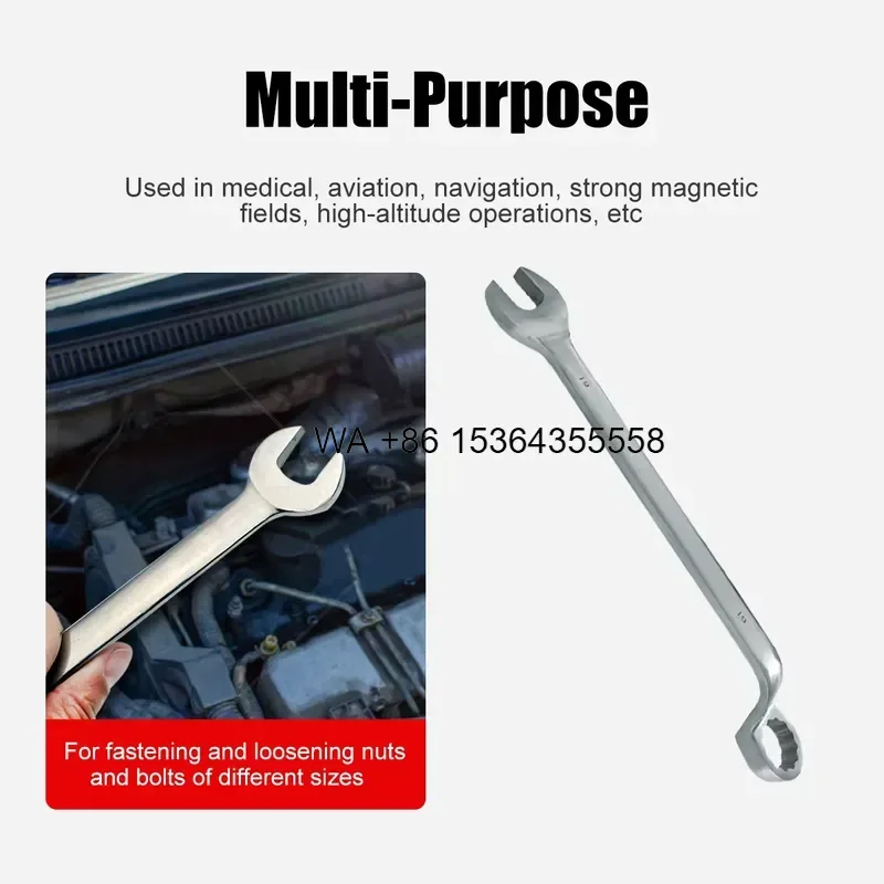 Wmwmnu for HENITUER T1003 Titanium Non Magnetic Offset Combination Wrench Spanner for Medical Aviation Fields
