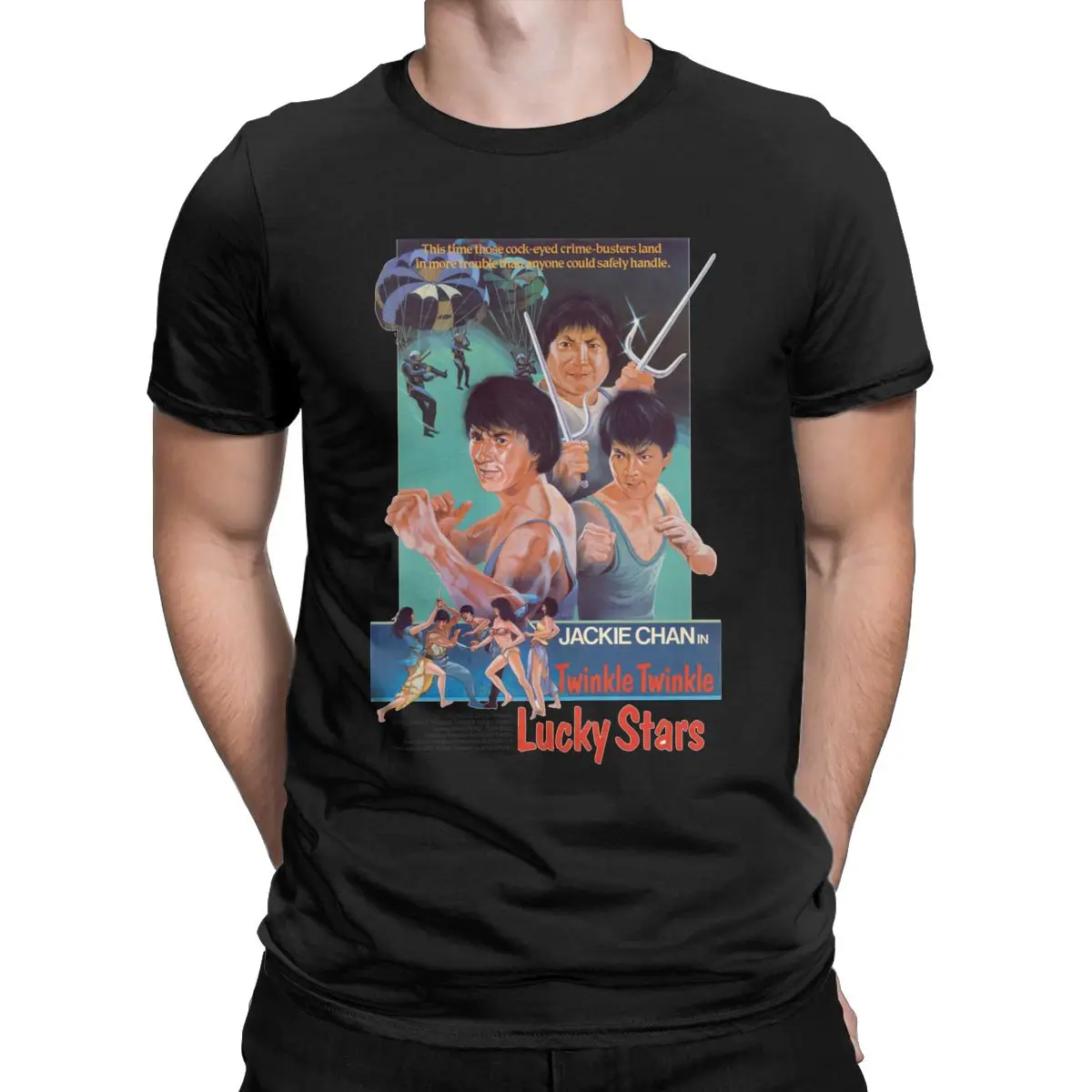 Jackie Chan Drunken Master China Kung Fu Dragon Fight Movie T-Shirt, Vintage Kurzarm Casual Streetwear Mode Alltags-Oberteil – Detail 7