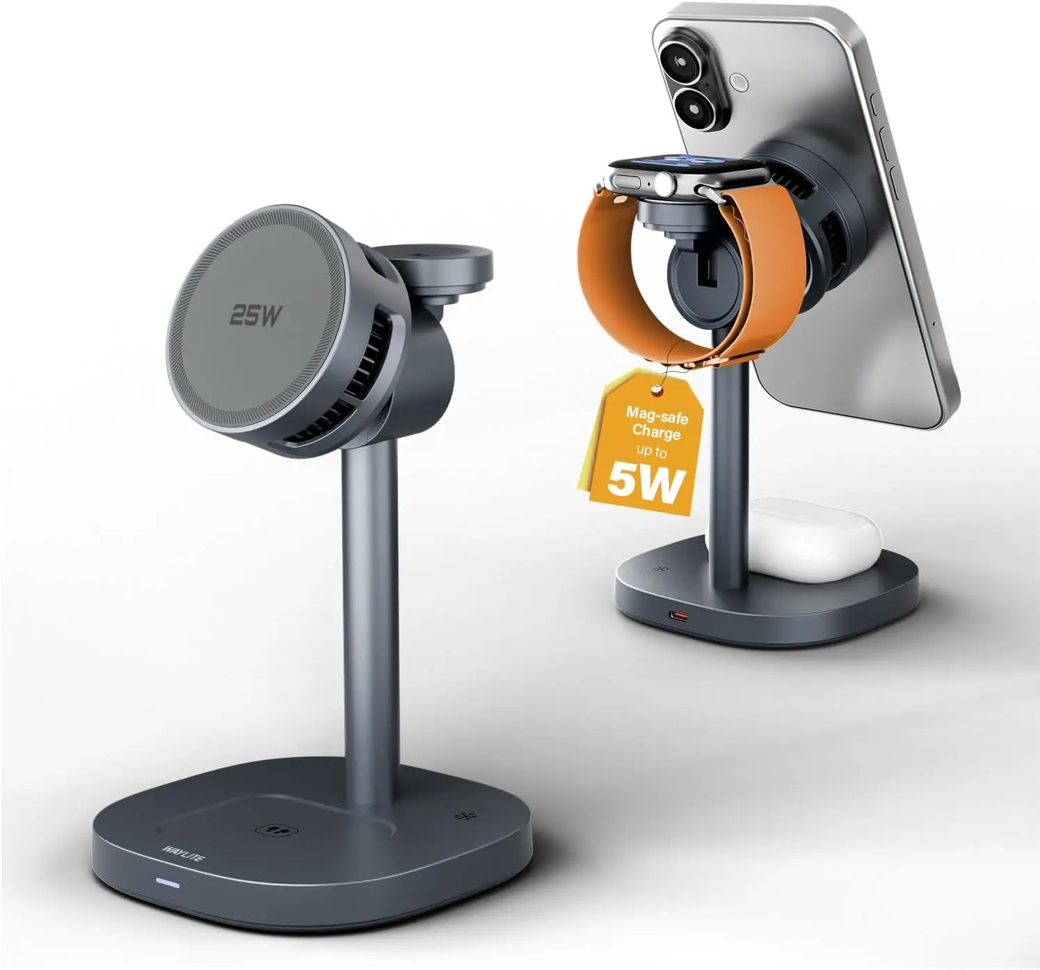 25W Fast 3-in-1 Wireless Charging Stand with TEC Cooling for iPhone, Apple Watch, AirPods