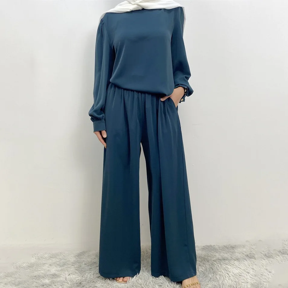 

Новые мусульманские одинаковые комплекты, женские повседневные топы и брюки, исламская одежда, турецкий кафтан, костюм Абая, Femme Musulmane, ансамбли