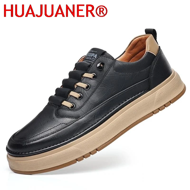 Luxury Brand Mens Casual Shoes Fashion Leather Antiskid Sneakers Handmade England Style Outdoor Sport Shoes Business Work Shoes