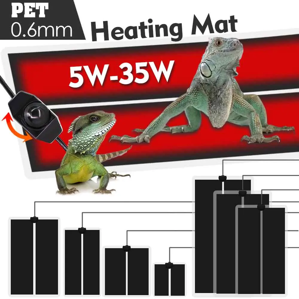 35W-5W Reptile Heat Mat Plants Warmer Heating Pad with Temperature Control Indoor Garden Greenhouse Thermostat Waterproof Heater