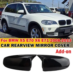For BMW X5 E70 X6 E71 2008-2013 Car Sticker Rearview Side Mirror Cover Wing Cap Exterior Door Rear View Case Trim Carbon Fiber