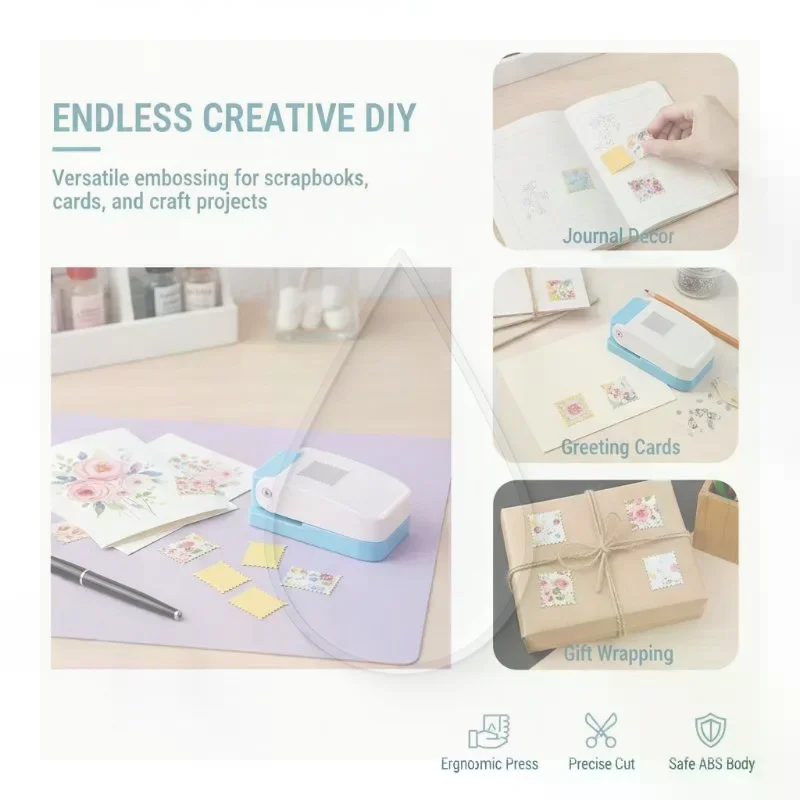 Portable Postage Stamp Shape Punch Sharp Cut Embossing Hole Puncher for DIY Sticker Making Junk Journal Page Decoration