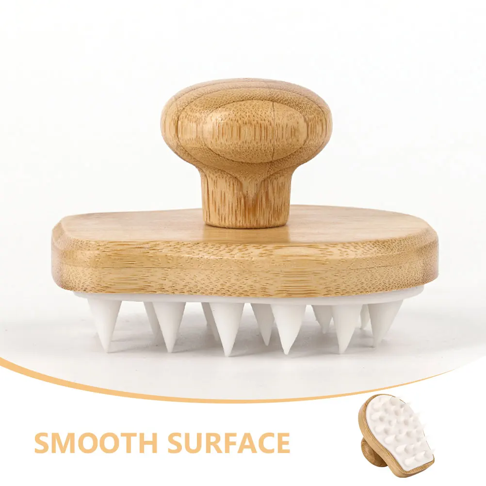 

Bamboo Scalp Massager Shampoo Brush Soft Silicone Scrubber Hair Washing Brush Scalp Cleaner Head Massage Shower Tool