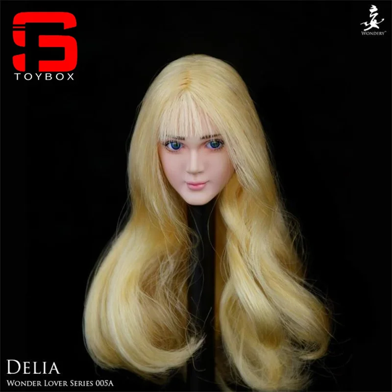 WONDERY WLS005 1/6 Zonnebrand Bleke Vrouwelijke Beweegbare Ogen Blond Haar Head Sculpt Carving Model Fit 12 ''Soldaat Action Figure