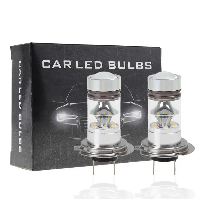 Luces Led antiniebla de conducción diurna para coche, bombillas de haz Alto y Bajo, superbrillantes, 100W, H4, H7, 20Smd, 6000K, 2 uds.