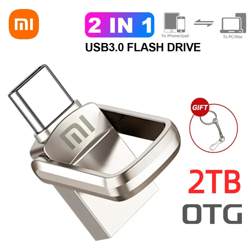 Xiaomi 2TB USB Flash Drive Usb 3.0 High Speed 512GB Type-C Memoria USB Drive For Mobile Phone Computer Metal Flash Memory Stick