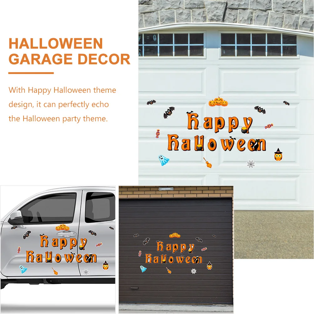 

1 set Halloween Garage Door Sticker Magnetic Pvc Outdoor Decor Car Trunk Decal Diy Party Wall Decor Haunted House Design For