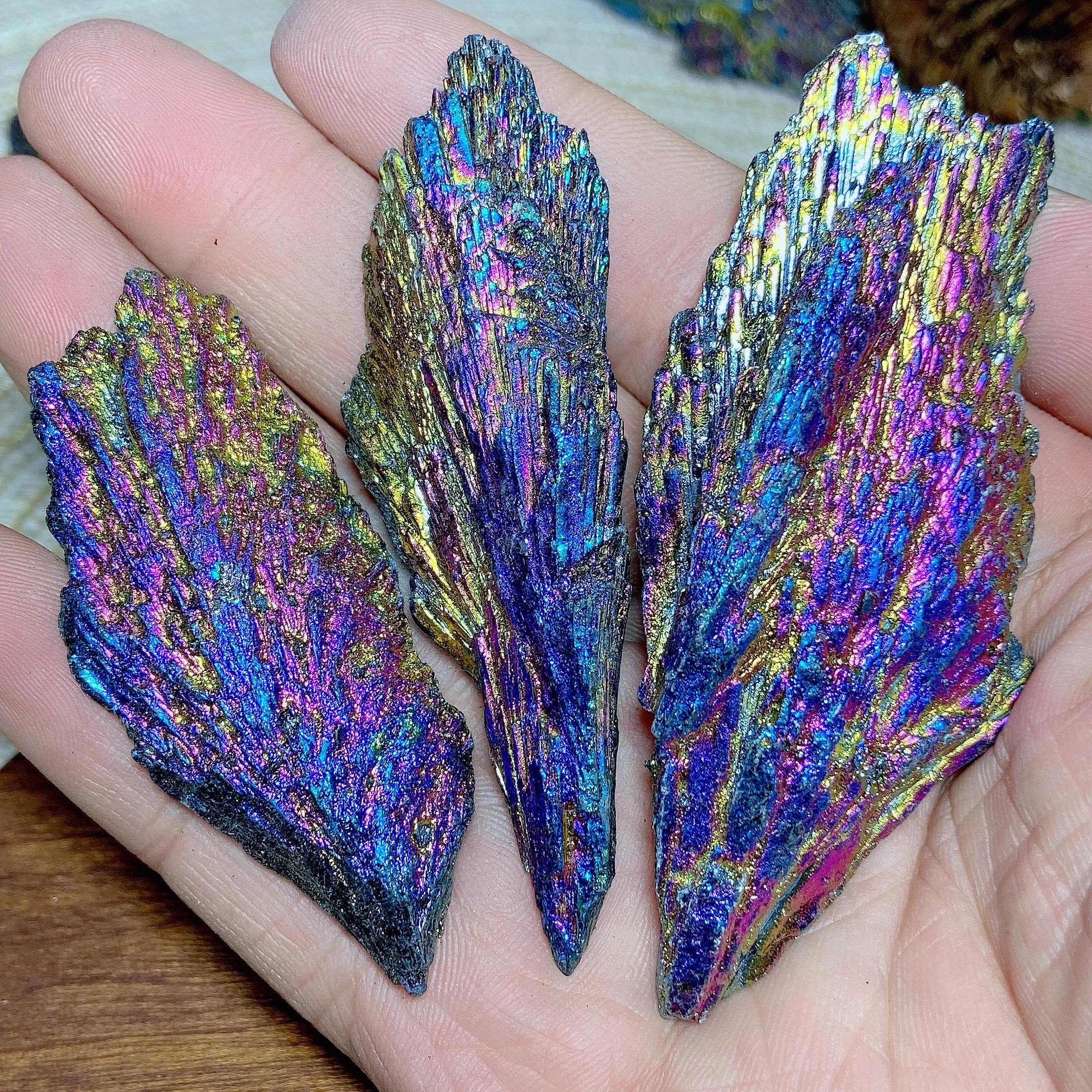 Healing High Quality Natural Crystals Aura Black Obsidian Feather Raw Specimen Mineral Energy Colorful Home Decorations Gift Ore