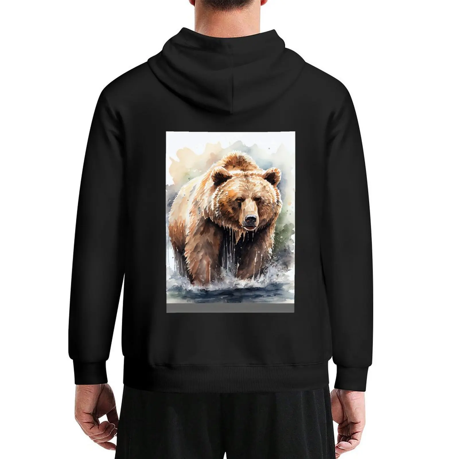 

Arctic Grizzly Bear - Watercolor Paint Hoodie men's clothing anime clothes men wear mens clothing men hoodie