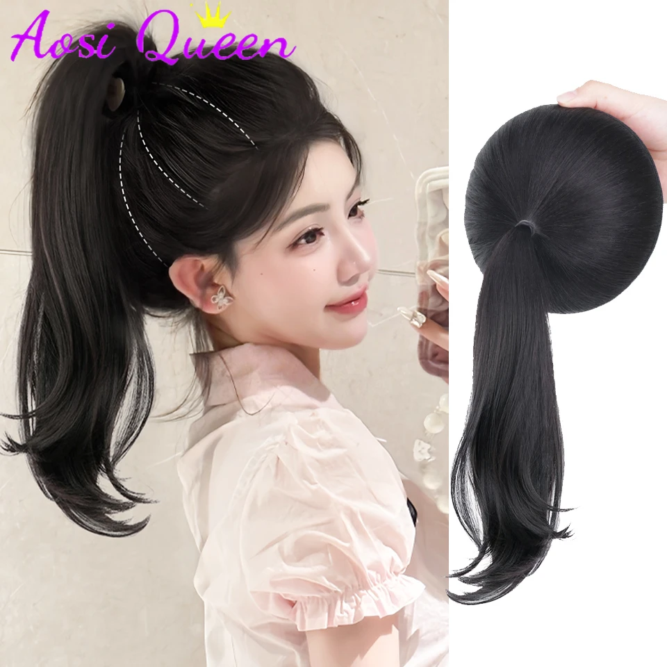 

Synthetic Ball Head Wig Bag Natural Slightly Curly Grapefruit Belt Ponytail Volume Pad Hair Bag Invisible Traceless Wig Ring