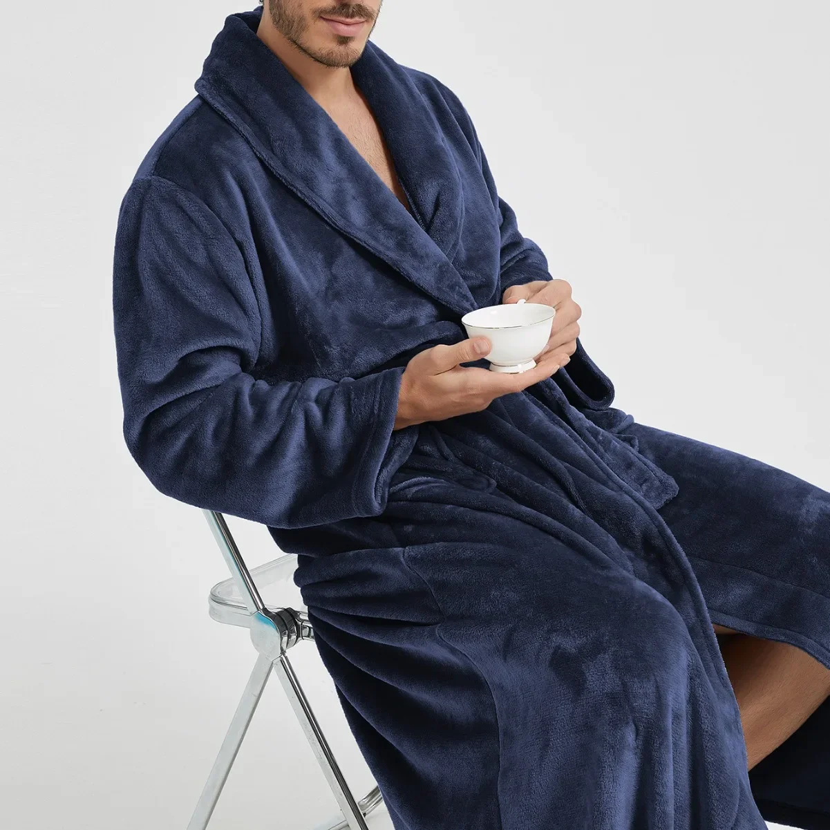 Thicken Kimono Bathrobe Gown Nightgown Men Winter Sleepwear Warm Flannel Mid Long Sleepwear Male Autumn Home Clothes Loungewear