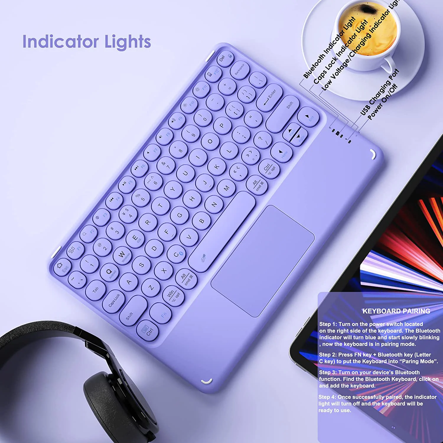 Rechargeable 78 Key Ultra Slim Multimedia Shortcut Portable Metal Bluetooths Touchpad Mini Wireless Keyboard For Apple Ipad Pro