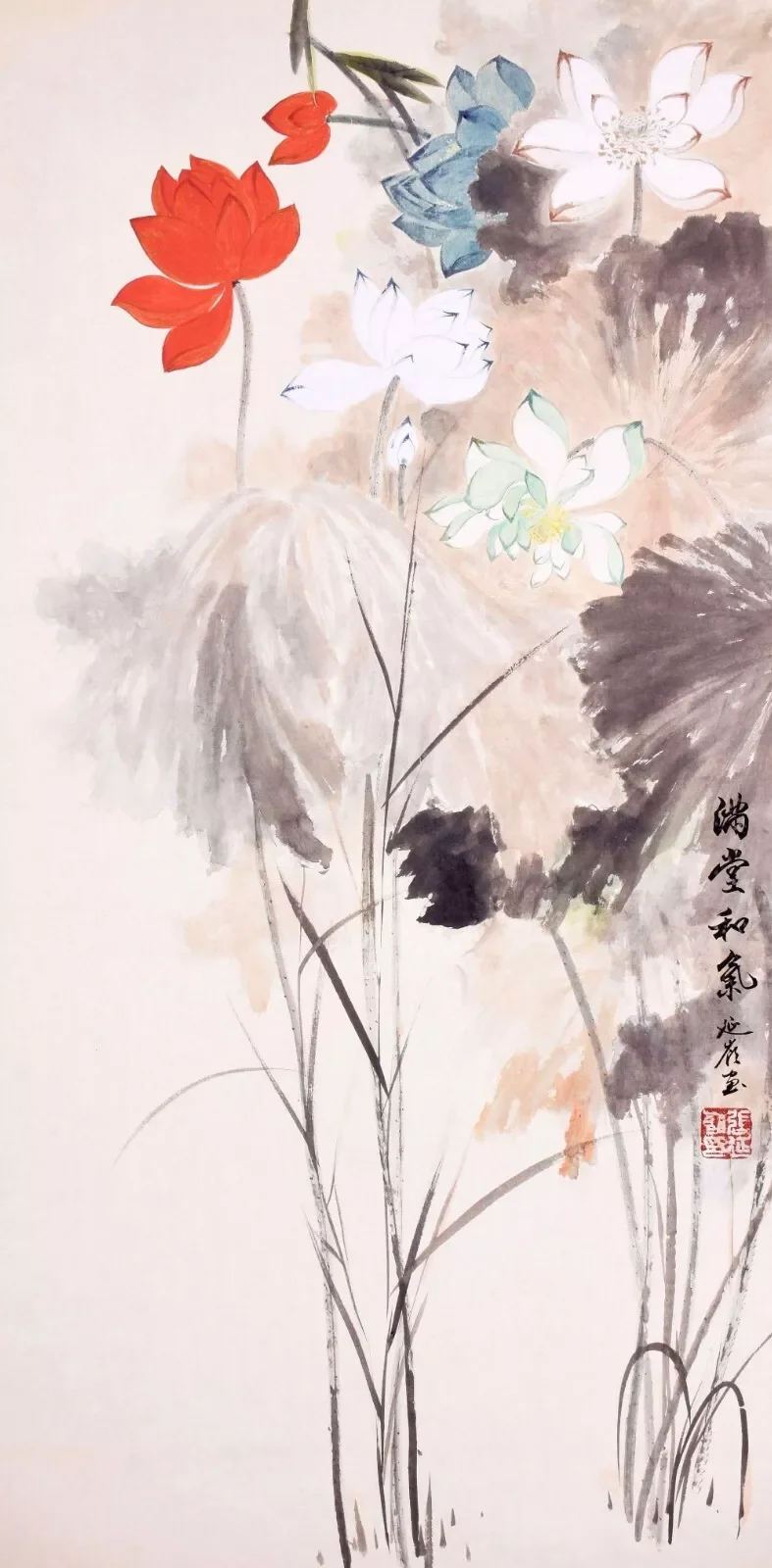 Pintura FLORAL china de Arte de flores de loto, Impresión de imagen de seda, póster ORIENTAL asiático, decoración de sala de estar, pared del hogar