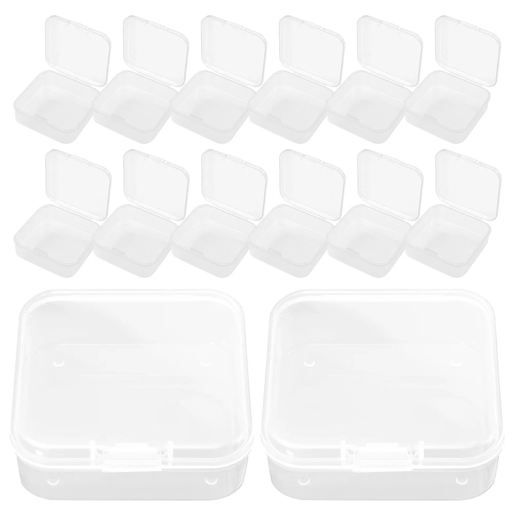

50pcs Small Transparent Flip Storage Box With Lid For Beads Jewelry Nails Earring Organizer Clear Container Crafts Cosmetics