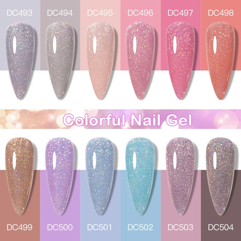 7ml Micro Flash Laser Gel Nail Polish Sparkling Gold Glitter Shimmer Effect Nail Art Vernis Semis Permanents UV Gel Varnish