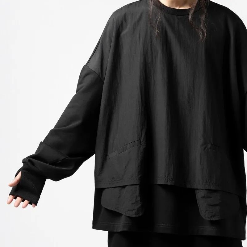 Avant-Garde Dark Vintage Yamamoto Wind Fake two-piece Loose Base Wear Hoodie Over men's Clothes