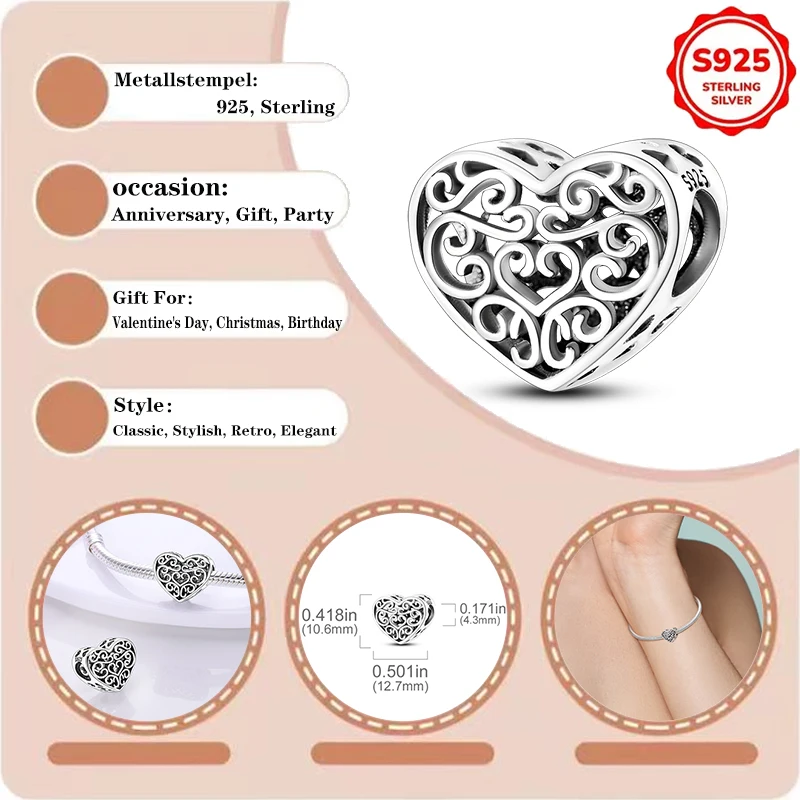 

ГОРЯЧИЕ подвески Plata De Ley, серебро 925 пробы, подвеска из бусин «Любовь», оригинальные женские браслеты, браслеты, ювелирные изделия «сделай сам», прекрасный подарок