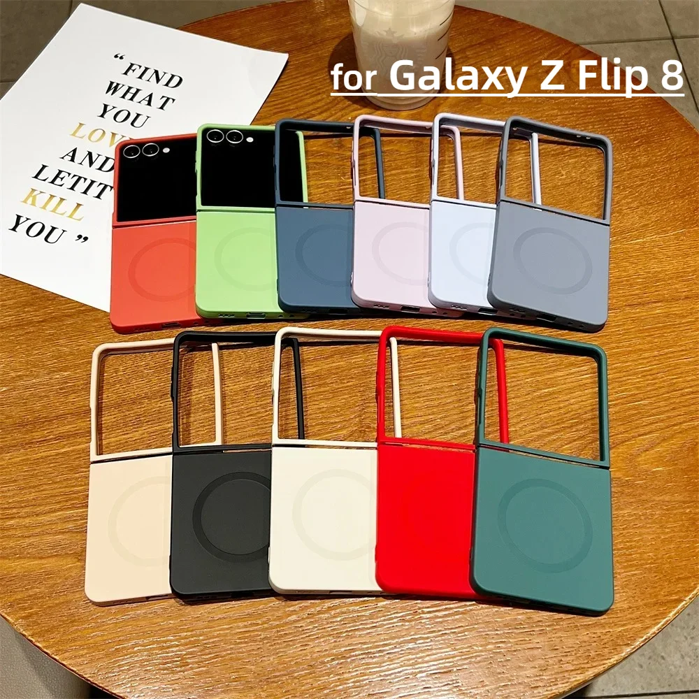 Luxury Skin Feel Liquid Silicone Candy Color Case for Samsung Galaxy Z Flip 8 7 FE 6 5 4 5G for Magsafe Shockproof Protect Cover