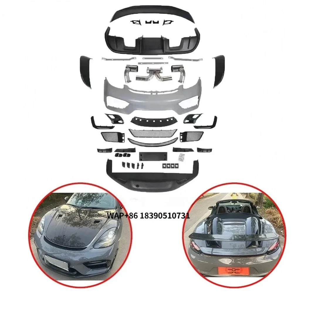 

Upgrade for RS Style Body Kit for 718 Boxster Cayman Plastic PP Front Lip Bumper Side Skirts Rear Diffuser Auto Parts