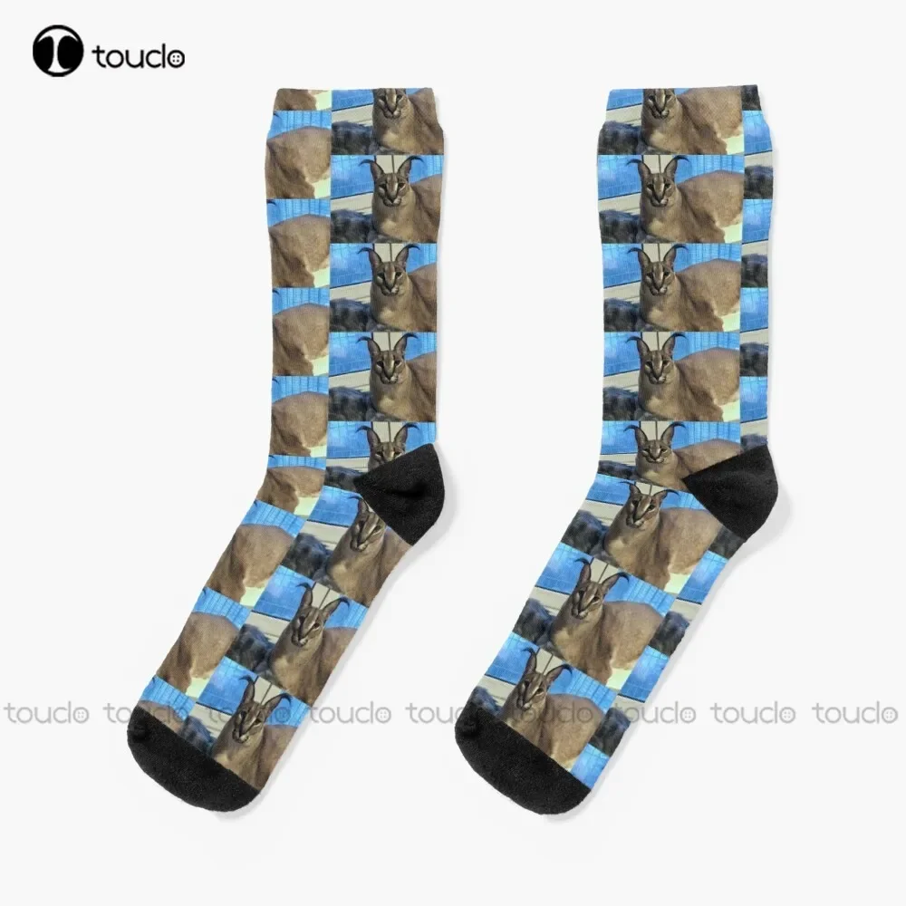 Gregory Floppa Flobba Floppa Gato Perro Caracal Calcetines de animales Calcetines negros para hombre 360 °   Calcetines juveniles unisex para adultos y adolescentes con impresión digital