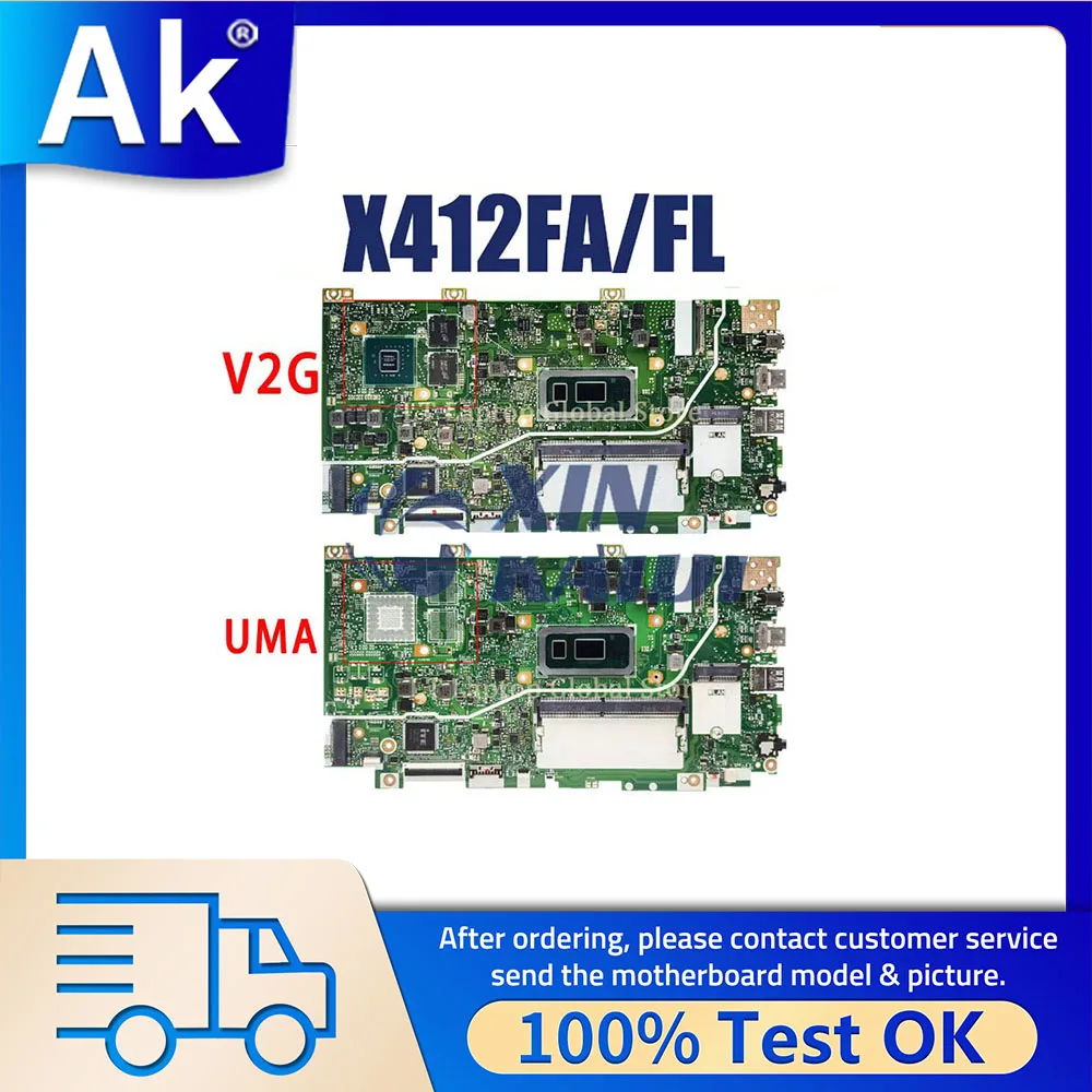 

Notebook Mainboard For ASUS X412FA X412FL X412FAC X412FLC X412FJ A412F F412F Laptop Motherboard I5 I7 8th 10th CPU 4G RAM