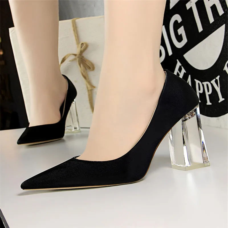 Women's High Heels Shoes Solid Silk Design Pointed Toe Pumps Women Super High Heel Ladies Shoes New Arrival