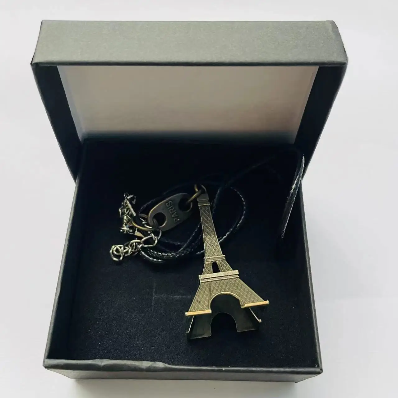 Eiffelturm Paris Tower Halskette Mode Anhänger Krawatte Box 2-teiliges Set Halloween Weihnachten Neujahr Kind Geburtstagsgeschenk
