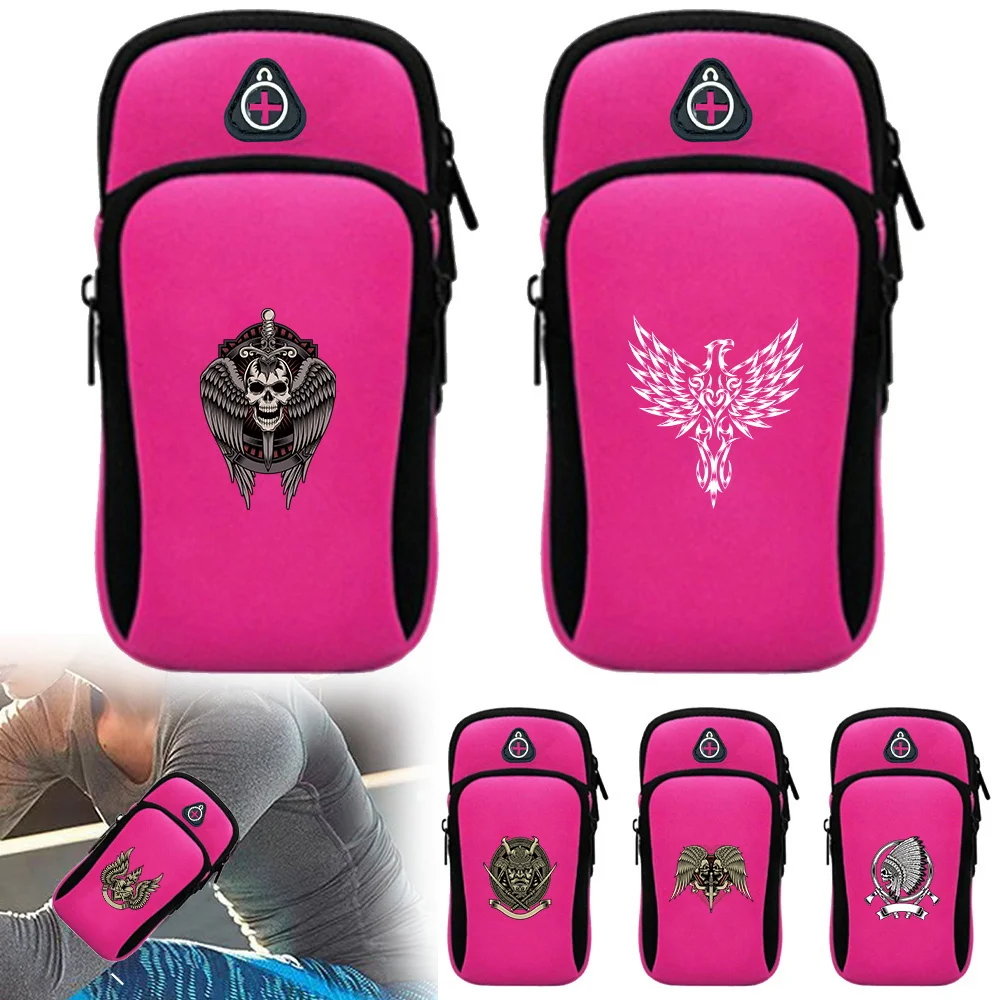 Skull Series Running Jogging Mobile Phone Protective Bags Running Mobile Phone Arm Bag Sports Phone Armband Sundries Storage Bag