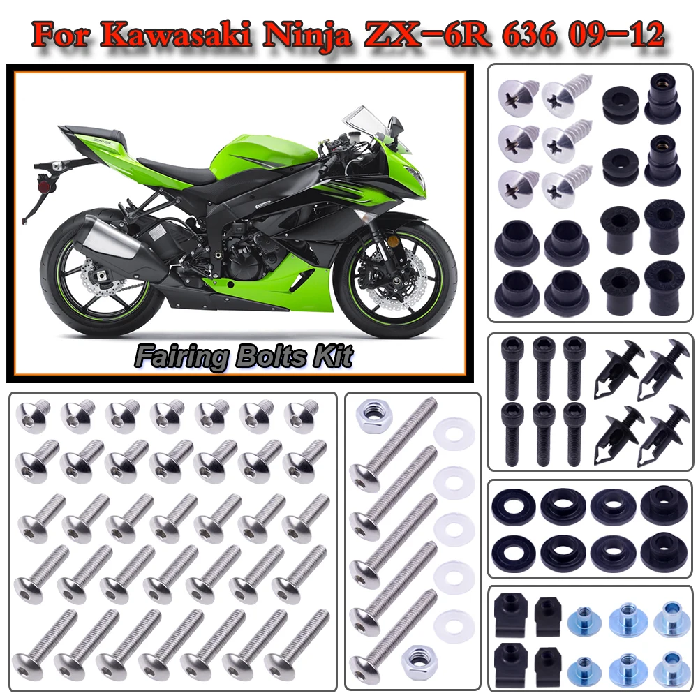 

Motorcycle Stainless Complete Bodywork Fairing Bolt Kit Screws Clip For Kawasaki Ninja ZX-6R 636 2009 2010 2011 2012