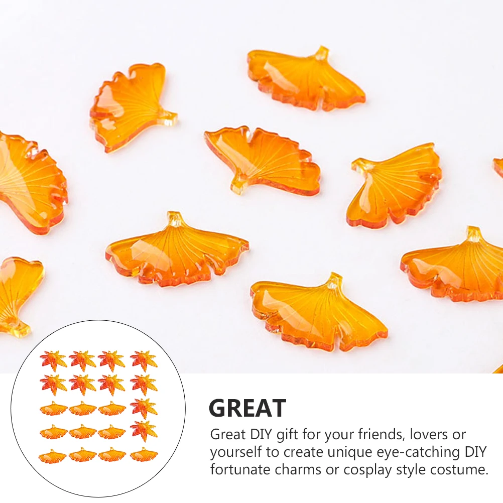 

20pcs Leaf Ginkgo Pendant Charm Ginkgo Leaf Hanging Pendant Orange Hanging DIY Adornment Accessories Jewelry Making