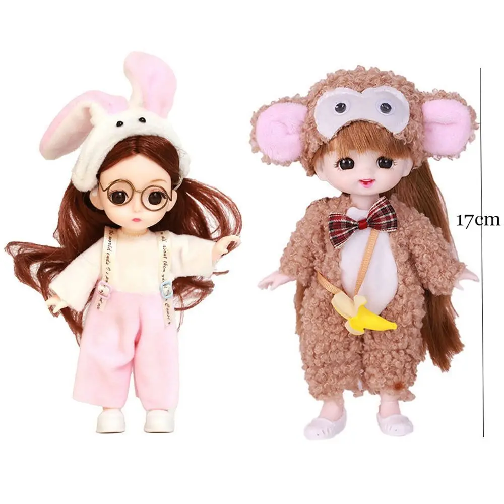 Cute Lace Doll Dress Top Jumpsuit Cartoon Animals Miniature Hat Suit For Ob11 16~17cm Doll Clothes Accessories