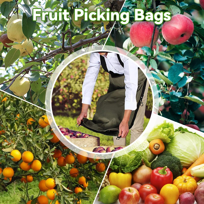 Adjustable Harvesting Apron - Waterproof Mushroom Foraging Pouch with Multiple Pockets for Outdoor Fruit & Vegetable Picking