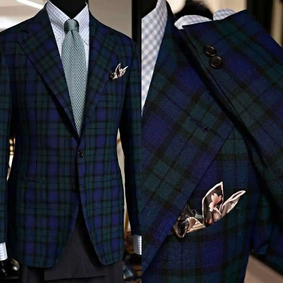 Vintage Wedding Tuxedos Single Breasted Notched Lapel Men Suit Fashion Check 1 Pcs Jacket Groom Business Blazers Customized