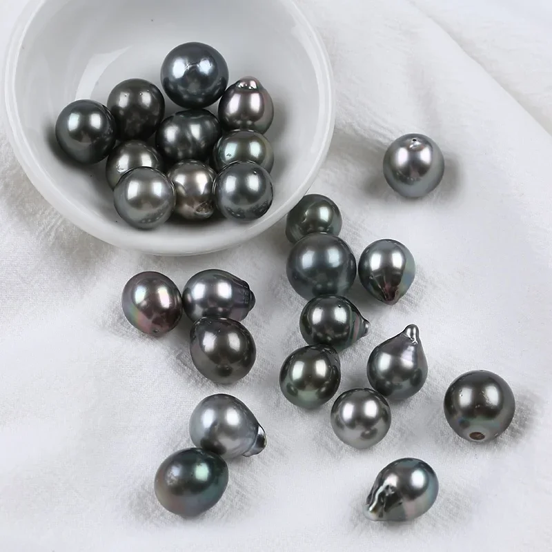 12-15mm Natural Black Tahitian Loose Drop Shape Pearl Jewelry Saltwater Baroque Pearls Wholesale