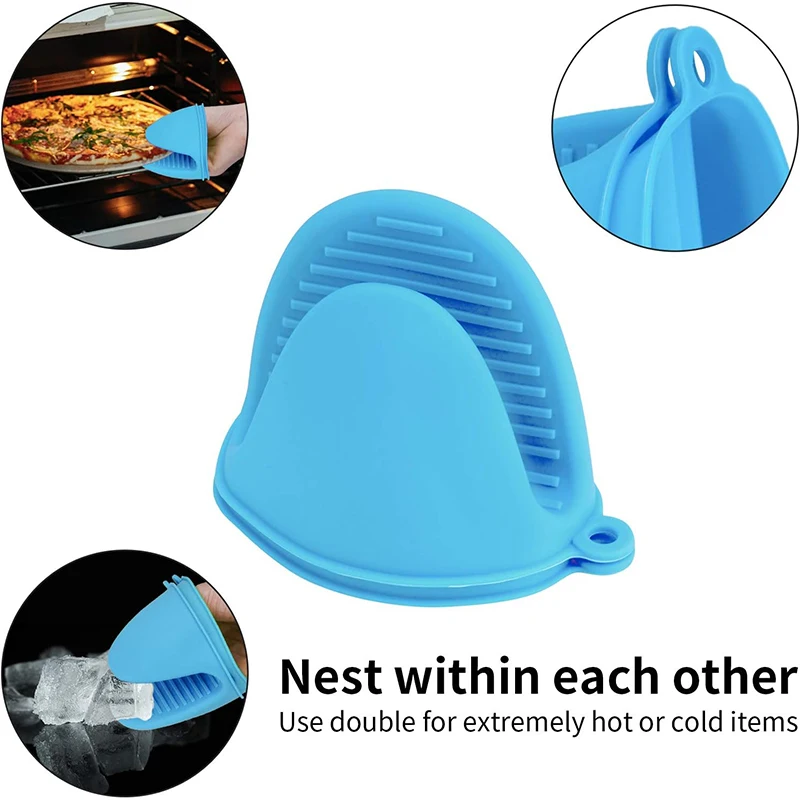 Heat Resistant Silicone Oven Mitts, Mini Rubber Glove, Kitchen Mittens Pinch, Finger Protector Pot Holder for Cooking Baking