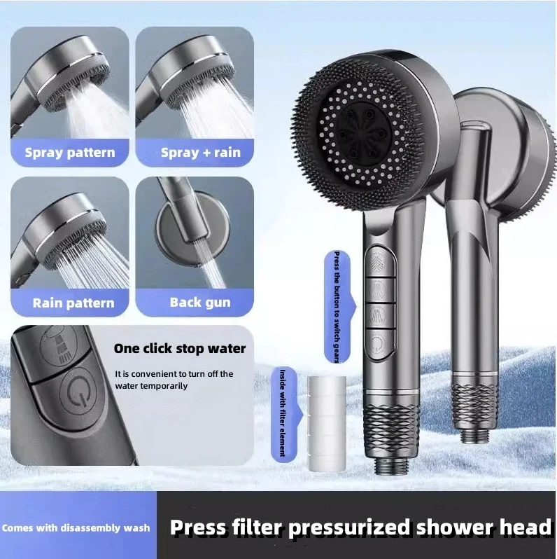 

High Pressure Handheld Shower Head with Filter-5 Mode Supercharged,Water Saving, Easy Install Bathroom Shower Accessory