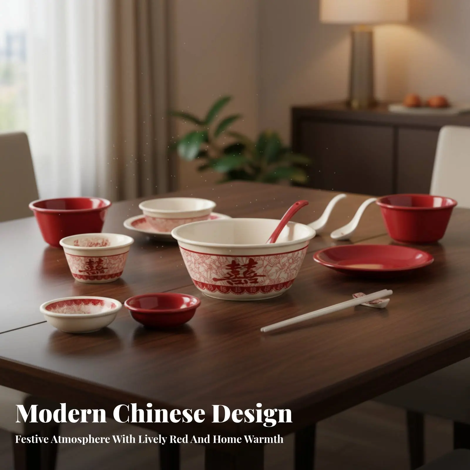 

Красная керамическая чаша, набор палочек для еды, праздничная посуда, подглазурная роспись, подарочная коробка для нового дома или свадьбы