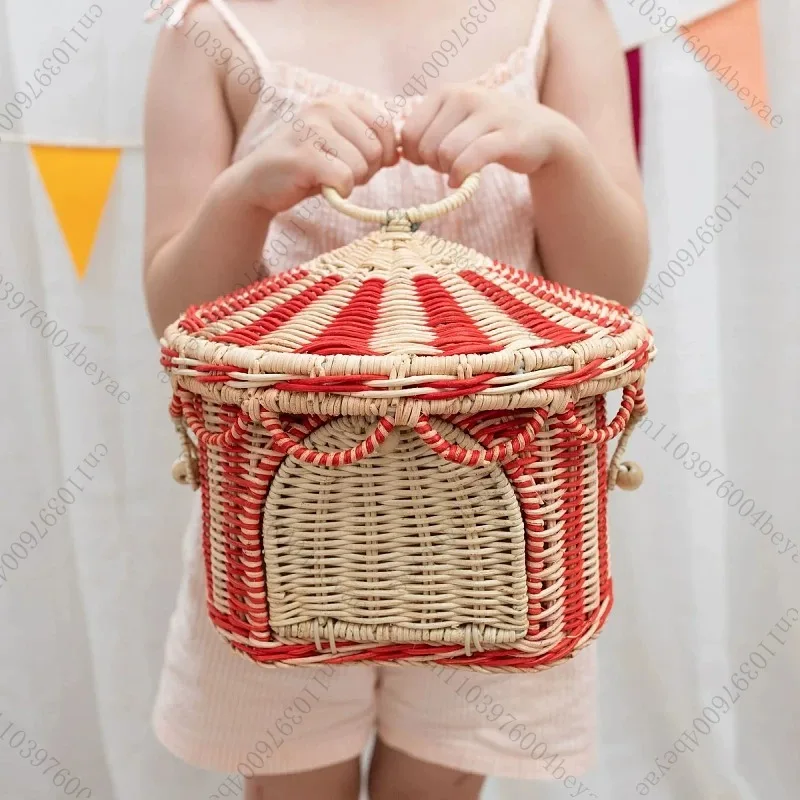 Rattan storage basket woven household sundries finishing box
