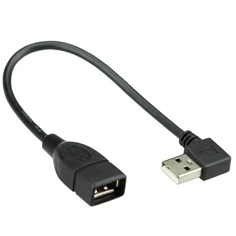 10cm 20cm Przedłużacz USB 2.0 A męski na żeński pod kątem 90 stopni Przedłużacz USB2.0 męski na żeński prawy/lewy/dół/górny Czarny kabel — zdjęcie produktu 3