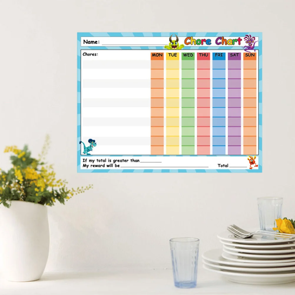 2 قطعة مخططات سلوك الأطفال الجافة المسح الذاتي لاصق السبورة مكافأة الملصقات للفصول الدراسية المنزل قابلة لإعادة الاستخدام تتبع المسؤولية