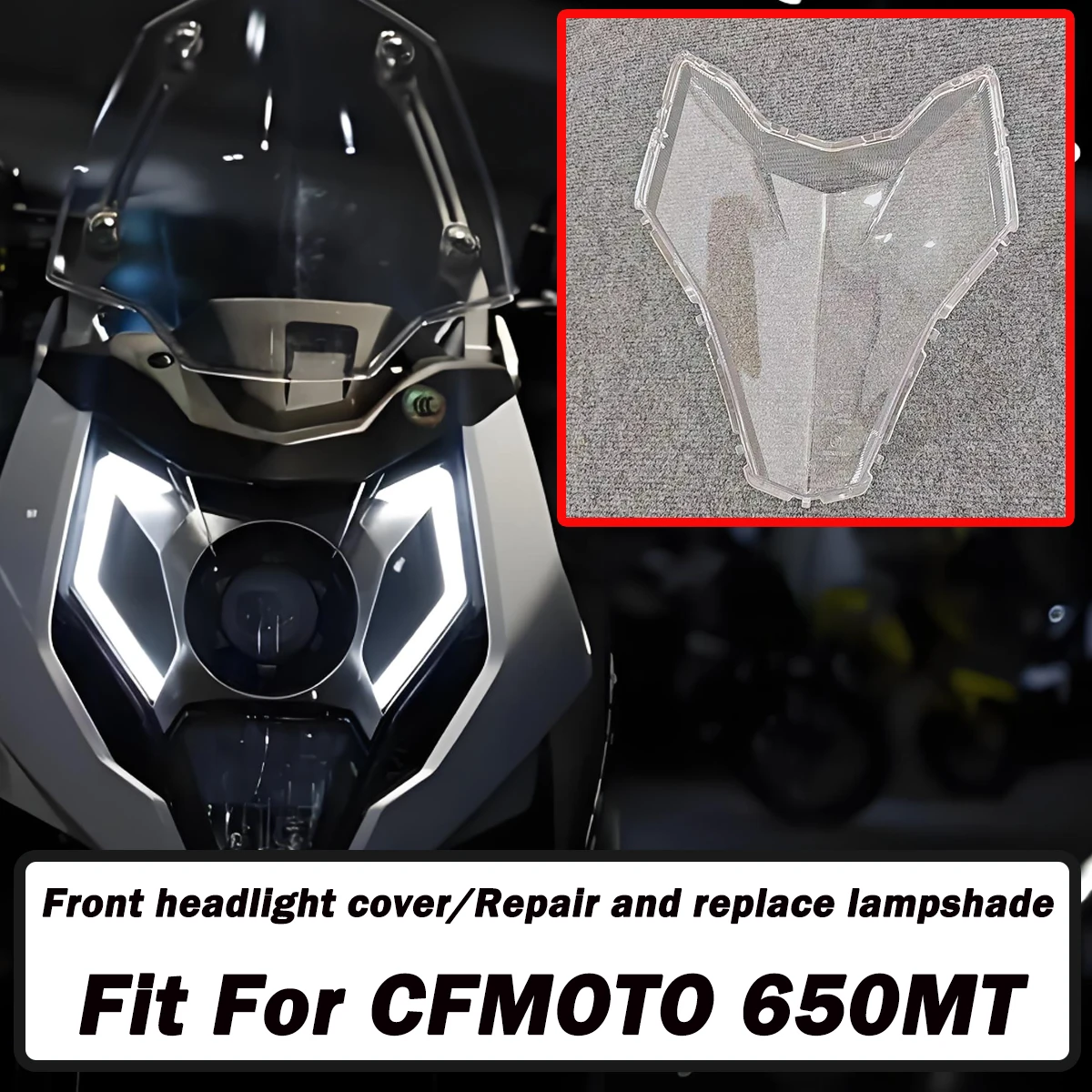 

FOR CFMOTO 650MT MT650 Motorcycle headlight accessories headlight lampshade headlight glass modification parts housing