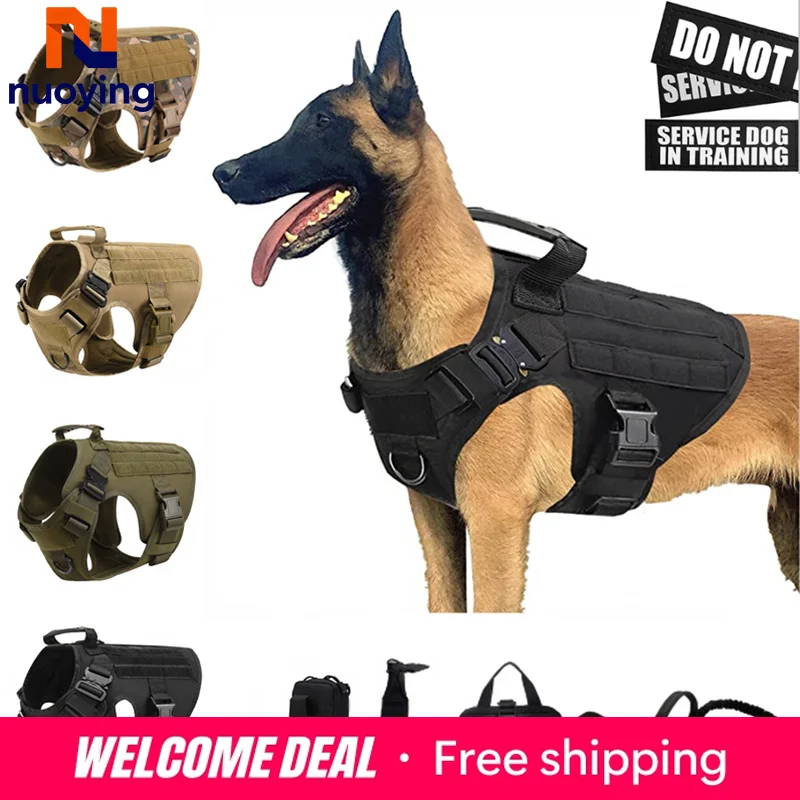 Taktische Militärweste für Hunde, Deutsche Schäferhunde, Golden Retriever, taktisches Trainings-Hundegeschirr und Leinen-Set für alle Hunderassen