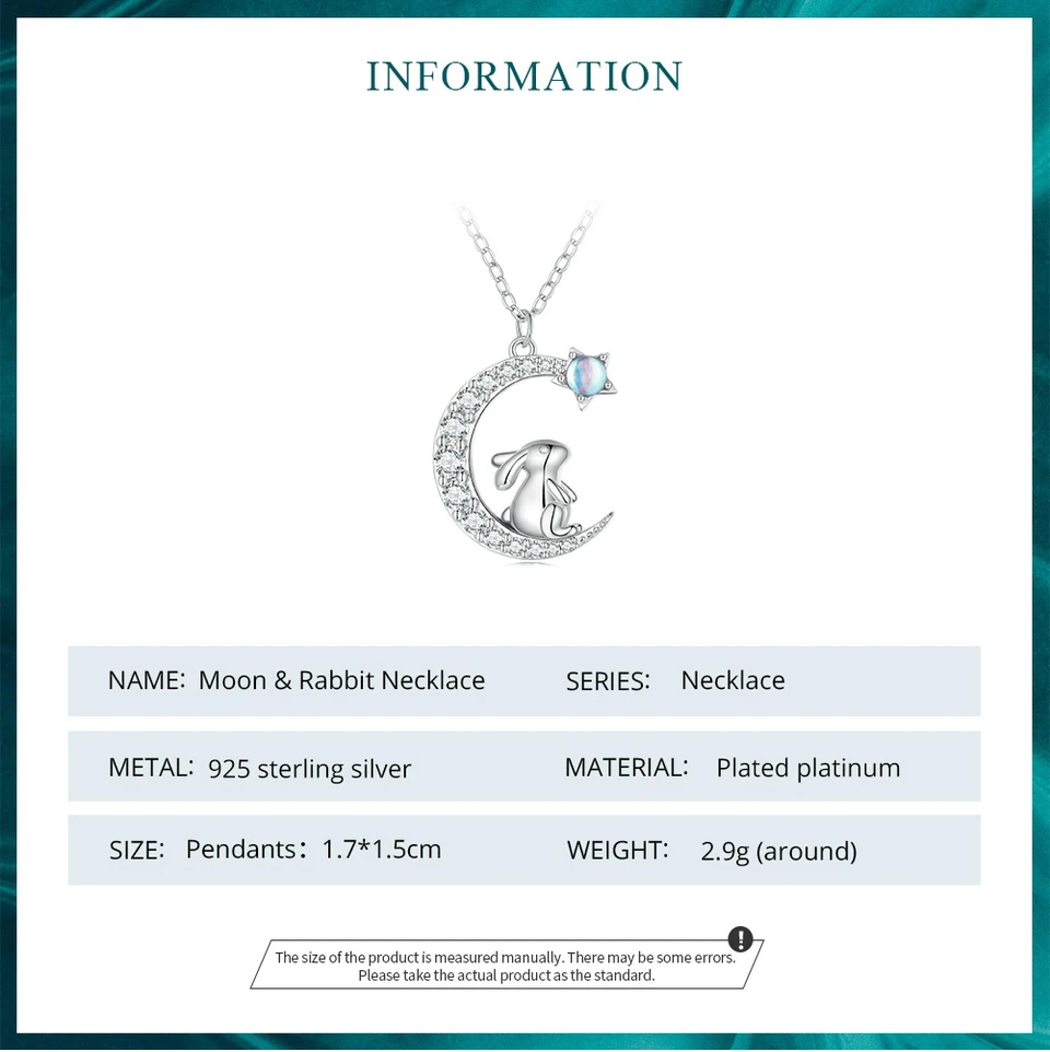 WOSTU 925 Sterling Silver Cute Cat Moon Pendant Necklace For Women, reamy Moonstone Zircon Charm Necklaces Special Gift For Her