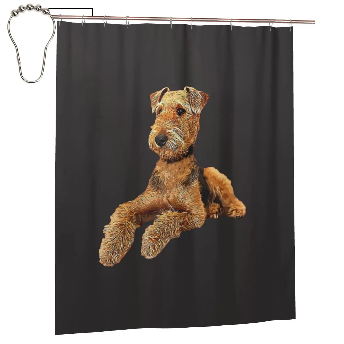 

Красивая занавеска для душа с изображением собаки породы Айр-дэйл-терьер, полиэстеровая, водонепроницаемая, с крючками