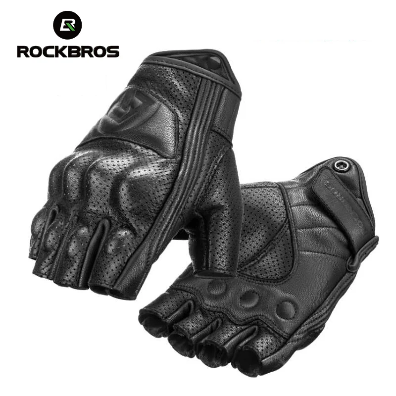 ROCKBROS Summer Motorcycle Gloves Men Women Gel Protection Leather  Motorbike Motorcross AVT Motor Motorcyclist Fingerless Gloves