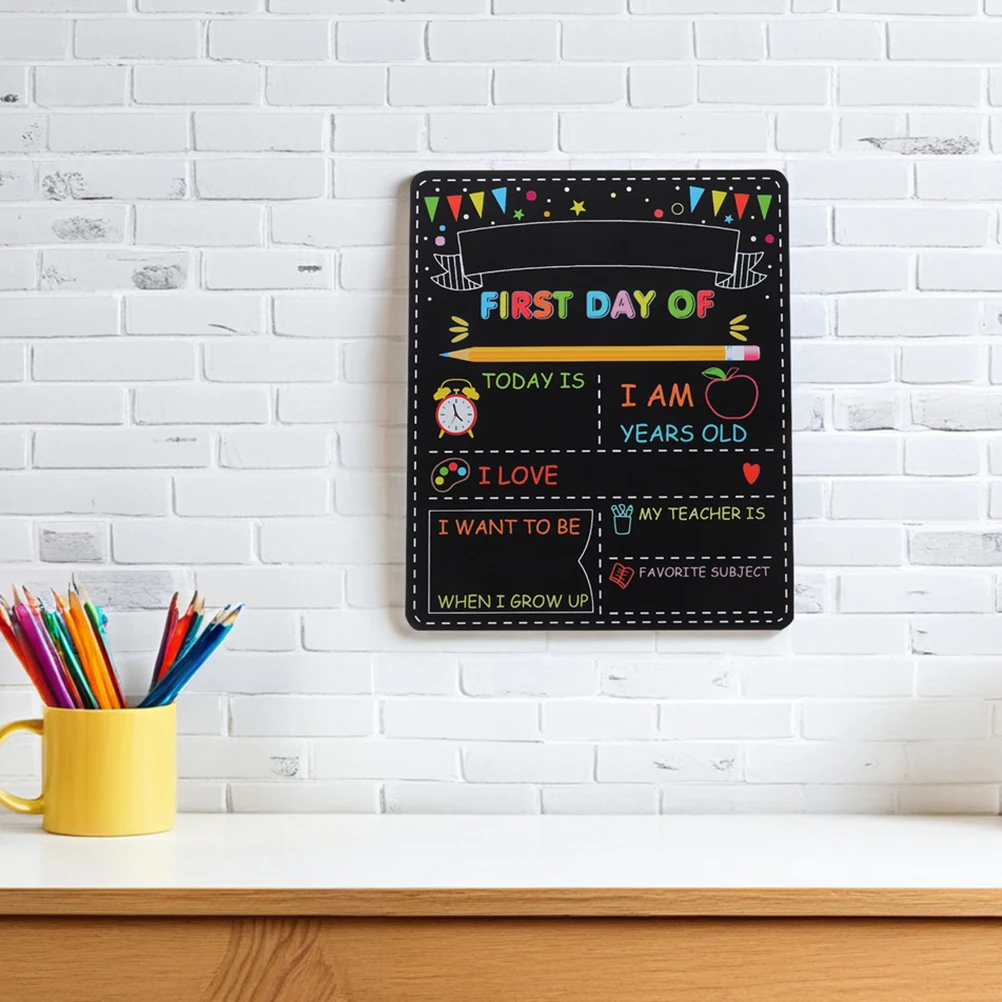 

2 PCS Student Blackboard School Decor Preschool Day Sign for First of Chalk Colorful